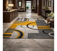 GUGJHFVH Interior Rug Bedroom Living Room Dining Kitchen Kids Low Pile Design Non-Slip Washable Easy Care Rug Modern Geometric Abstract Yellow, 150x210cm