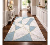 GUGJHFVH Interior Rug Bedroom Living Room Dining Kitchen Kids Low Pile Design Non-Slip Washable Easy Care Rug Modern Geometric White, 150x210cm