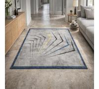 GUGJHFVH Interior Rug Bedroom Living Room Dining Kitchen Kids Low Pile Design Non-Slip Washable Easy Care Rug Modern Abstract Gray, 150x210cm