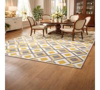 GUGJHFVH Interior Rug Bedroom Living Room Dining Kitchen Kids Low Pile Design Non-Slip Washable Easy Care Rug Geometric Yellow, 150x210cm