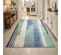 GUGJHFVH Interior Rug Bedroom Living Room Dining Kitchen Kids Low Pile Design Non-Slip Washable Easy Care Rug Modern Geometric Abstract Green, 150x210cm