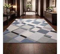 GUGJHFVH Interior Rug Bedroom Living Room Dining Kitchen Kids Low Pile Design Non-Slip Washable Easy Care Rug Modern Geometric Blue, 150x210cm