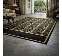 GUGJHFVH Interior Rug Bedroom Living Room Dining Kitchen Kids Low Pile Design Non-Slip Washable Easy Care Rug Geometric Modern Gold, 150x210cm