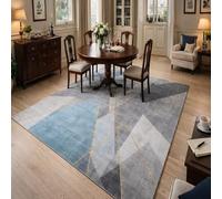 GUGJHFVH Interior Rug Bedroom Living Room Dining Kitchen Kids Low Pile Design Non-Slip Washable Easy Care Rug Geometric Modern Gray, 150x210cm