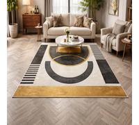 GUGJHFVH Large Living Room Rugs Soft Bedroom Kids Room Area Rugs Short Pile Non Slip Dining Room Carpet Modern Geometric Black, 180x270cm