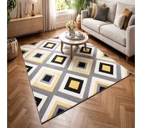 GUGJHFVH Living Room Bedroom Luxury Soft Large Rugs Non-Slip Washable Office Hallway Short Pile Rug Modern Geometric Yellow, 200x290cm