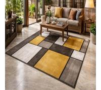 GUGJHFVH Long Rugs for Hallway, Kitchen Carpets Non Slip Washable Floor Carpet Laundry Room Rugs Geometric Modern Gold, 80x180cm