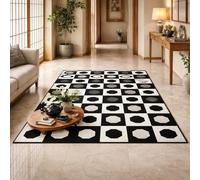 GUGJHFVH Long Rugs for Hallway, Kitchen Carpets Non Slip Washable Floor Carpet Laundry Room Rugs Geometric Black, 80x180cm