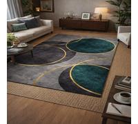 GUGJHFVH Long Rugs for Hallway, Kitchen Carpets Non Slip Washable Floor Carpet Laundry Room Rugs Modern Geometric Green, 80x180cm