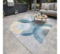 GUGJHFVH Long Rugs for Hallway, Kitchen Carpets Non Slip Washable Floor Carpet Laundry Room Rugs Modern Geometric Abstract Blue, 80x180cm