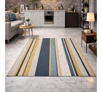 GUGJHFVH Long Rugs for Hallway, Kitchen Carpets Non Slip Washable Floor Carpet Laundry Room Rugs Modern Geometric Blue, 80x180cm