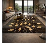 GUGJHFVH Long Rugs for Hallway, Kitchen Carpets Non Slip Washable Floor Carpet Laundry Room Rugs Modern Geometric Black, 80x180cm