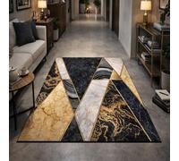 GUGJHFVH Long Rugs for Hallway, Kitchen Carpets Non Slip Washable Floor Carpet Laundry Room Rugs Modern Geometric Abstract Gold, 80x180cm