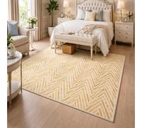 GUGJHFVH Long Rugs for Hallway, Kitchen Carpets Non Slip Washable Floor Carpet Laundry Room Rugs Modern Geometric Gold, 80x180cm