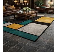 GUGJHFVH Machine Washable Kitchen Area Rugs Dining Non Slip Bedroom,and Living Room Low Pile Carpet Modern Geometric Yellow, 60x120cm