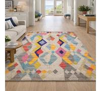 GUGJHFVH Machine Washable Kitchen Area Rugs Dining Non Slip Bedroom,and Living Room Low Pile Carpet Modern Geometric Colorful, 60x120cm