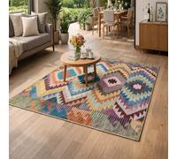 GUGJHFVH Machine Washable Kitchen Area Rugs Dining Non Slip Bedroom,and Living Room Low Pile Carpet Geometric Colorful, 60x120cm