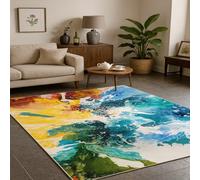 GUGJHFVH Machine Washable Kitchen Area Rugs Dining Non Slip Bedroom,and Living Room Low Pile Carpet Abstract Blue, 60x120cm