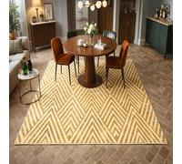 GUGJHFVH Machine Washable Kitchen Area Rugs Dining Non Slip Bedroom,and Living Room Low Pile Carpet Modern Geometric Gold, 60x120cm