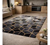 GUGJHFVH Machine Washable Living Room Rugs Bedroom Kitchen and Hallway Office Low Pile Non Slip Rugs Not Easy To Fall Off Modern Geometric Gray, 100x160cm