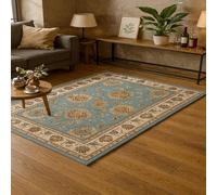 GUGJHFVH Machine Washable Living Room Rugs Bedroom Kitchen and Hallway Office Low Pile Non Slip Rugs Not Easy To Fall Off Traditional Floral Blue, 100x160cm