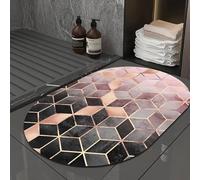 GUGJHFVH Oval Area Rug Kitchen Rug For Hallway Bedroom Living Room, Non Slip, Washable Modern Geometric Block Mosaic Pink And Black Gradient