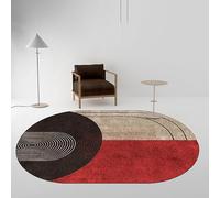 GUGJHFVH Oval Long Rugs For Hallway, Kitchen Carpets Non Slip Washable Floor Carpet Laundry Room Rugs Modern geometric stripes red and brown stitching, 60 x 100 cm