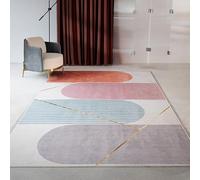 GUGJHFVH Rugs New Living Room Rugs Dining Lounge Bedside Soft Easy Care Modern Geometric Light Red, 120 x 180 cm