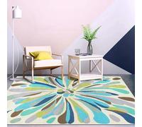 GUGJHFVH Square Rug 140 x 140 cm Washable Rugs Living Room Anti Slip Rugs Soft Short Pile Rug Bedroom Rug Indoor Decor Carpet Abstract Floral Carpet Beige/Blue/Green