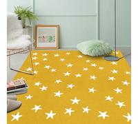 GUGJHFVH Square Rug 150 x 150 cm Short Pile Bedroom Area Rugs Living Room Office Home Decor Non-Slip Rugs Easy Care Modern Star Carpet Yellow
