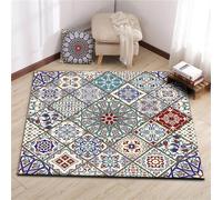 GUGJHFVH Square Rug 150 x 150 cm Short Pile Bedroom Area Rugs Living Room Office Home Decor Non-Slip Rugs Easy Care Vintage Floral Carpet Blue/Green/Red