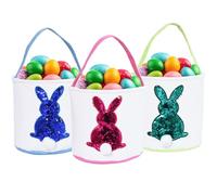 GugnRyAc 3 Pcs Easter Bunny Basket for Kids - Color Changing Reusable Easter Egg Baskets - Perfect for Girls & Boys Easter Egg Hunts (Pink, Blue, Green)