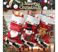 GugnRyAc Christmas Stocking Classic Large Stockings 18 Inches 3Pcs, Santa, Snowman, Reindeer Xmas Character for Family Holiday Christmas Party Decorations