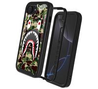 GUGU6JI Street Fashion Cool Camo Army Green Shark Design Compatible with iPhone 16e Case for Boys Man Luxury Shockproof Rugged Cover Dual Layer Soft TPU + Hard PC Bumper Full-Body Protective Case