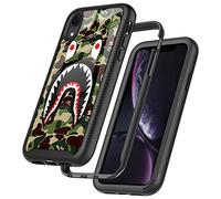 GUGU6JI Street Fashion Cool Camo Army Green Shark Design Compatible with iPhone XR Case for Boys Man Luxury Shockproof Rugged Cover Dual Layer Soft TPU + Hard PC Bumper Full-Body Protective Case