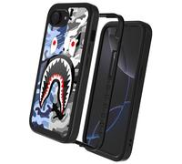 GUGU6JI Street Fashion Cool Camo Blue Gray Shark Design Compatible with iPhone 16e Case for Boys Man Luxury Shockproof Rugged Cover Dual Layer Soft TPU + Hard PC Bumper Full-Body Protective Case