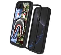 GUGU6JI Street Fashion Cool Camo Blue Green Shark Design Compatible with iPhone 16e Case for Boys Man Luxury Shockproof Rugged Cover Dual Layer Soft TPU + Hard PC Bumper Full-Body Protective Case