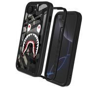 GUGU6JI Street Fashion Cool Camo Green Grey Shark Design Compatible with iPhone 16e Case for Boys Man Luxury Shockproof Rugged Cover Dual Layer Soft TPU + Hard PC Bumper Full-Body Protective Case