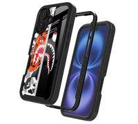 GUGU6JI Street Fashion Cool Camo Tiger and Shark Design Compatible with iPhone 16 Case for Boys Man Luxury Shockproof Rugged Cover Dual Layer Soft TPU + Hard PC Bumper Full-Body Protective Case
