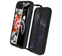 GUGU6JI Street Fashion Cool Camo Tiger and Shark Design Compatible with iPhone 16e Case for Boys Man Luxury Shockproof Rugged Cover Dual Layer Soft TPU + Hard PC Bumper Full-Body Protective Case