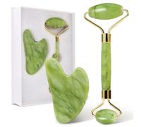 GUGUG Gua Sha and Jade Roller Set, Gua Sha Stone, Face Roller Massage Tool for Skin Care Routine, Guasha Tool for Face, Neck and Body Muscle