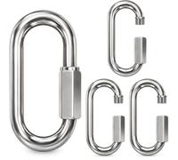 GUGUGO 4 Pack M5 Quick Links, Stainless Steel Oval Screw Lock Chain Links | Stainless Steel, Oval Screw Link Design, Threaded Locking Closure, Chain Connector, Reusable, M5, 4 Pack