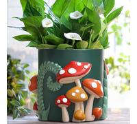 GUGUGO 8 Inch Colorful Mushrooms Planters Cute Unique Rainbow Planter with Drainage, Vintage Retro Flower Plant pots for Indoor Plants, Eclectic Succulent Gardening Pot for Boho Modern Home Décor (C)