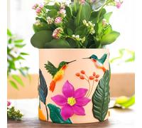 GUGUGO Colorful Hummingbird Plant Pots, Cute Unique Succulent Animal Planters with Drainage, Rainbow Small Flower Pots for Indoor Plants, Funny Eclectic Home Décor Gift for Plant Lovers, Pale Pink