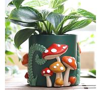 GUGUGO Colorful Mushrooms Planters Cute Unique Rainbow Planter with Drainage, Vintage Retro Flower Plant pots for Indoor Plants, Eclectic Succulent Gardening Pot for Boho Modern Home Décor (C,5 Inch)