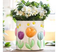 GUGUGO Colorful Tulip Planters, Cute Unique Plant Pots with Drainage Holes, Funny Flower Pots for Indoor Plants, Eclectic Succulent Planter Pot for Boho Modern Home Decor (A,5 Inch)