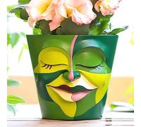 GUGUGO Face Planters Pots with Drainage, Abstract Gardening Pots for Indoor Plants, Unique Funny Small Succulent Pot for Plant Lover Gifts (Rainbow Colors - Mainly Green, 5.5Inch)