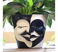 GUGUGO Face Planters Pots with Drainage, Flower Plant Pots for Indoor Plants, Unique Funny Small Succulent Desk Vase for Plant Lover Gifts (Bicolor-Black & White, 5.5Inch)