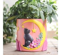 GUGUGO Moon Cat Cute Planters, Unique Plant Pot with Drainage, Rainbow Colorful Small Flower Planters Pots for Indoor Plants, Funny Succulent Gardening Pot Gifts Home Décor (C, Pink, 5Inch)