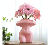 GUGUGO Mushroom Female Body Vase for Decor,Quirky Unique Cute and Funny Boho Decor for Home and Bathroom,Mushroom Butt Vase for Flower,Modern Home Aesthetics for Decorating, Pink